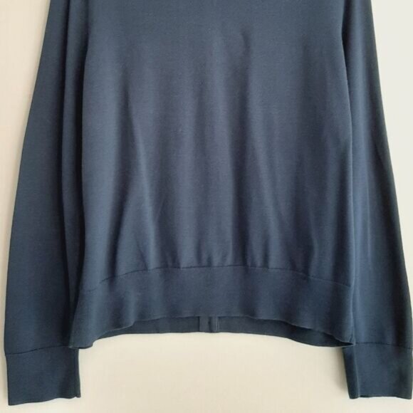 LAND'S END 100% Supima Cotton Gem Neckline Button Down Cardigan Navy Sz XL P 18 - Picture 10 of 11